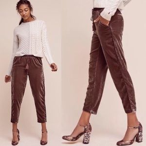 Anthropologie Elevenses Velour Joggers